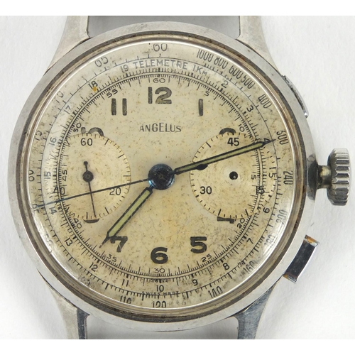 309 - Military interest Angelus chronograph wristwatch with Telemetre, luminous hands and dial, 3.7cm in d... 