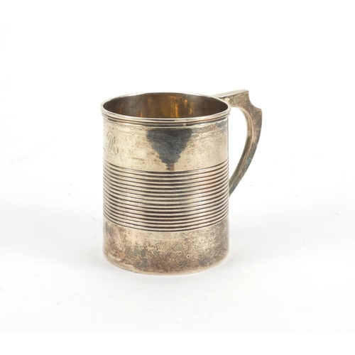 823 - Georgian silver tankard with ring turned decoration, C.C London 1798, 7.5cm high, approximate weight... 