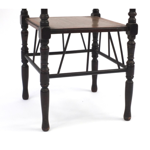 2047 - Liberty inlaid mahogany two tier occasional table on turned legs, 69cm high x 42cm wide x 42cm deep