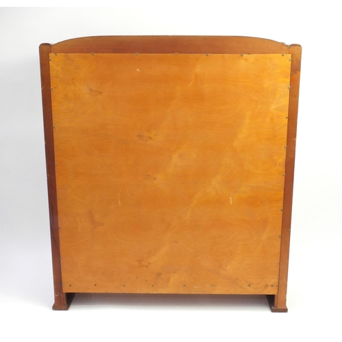 2034 - Art Deco walnut china cabinet fitted with a pair of glazed doors enclosing two shelves, 124cm high x... 