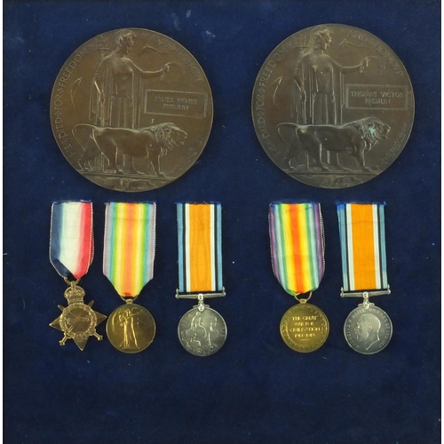 243 - British Military World War I medals relating to James Henry Fremlin and Thomas Victor Fremlin, compr... 