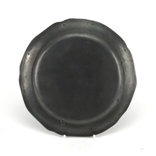 300 - German Military interest pewter plate with engraved inscription motif, 22cm in diameter