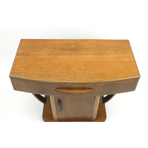 2072 - Art Deco oak side table fitted with a frieze drawer, 71cm high x 91cm wide x46cm deep