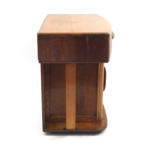 2072 - Art Deco oak side table fitted with a frieze drawer, 71cm high x 91cm wide x46cm deep