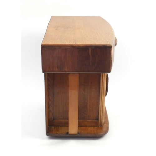 2072 - Art Deco oak side table fitted with a frieze drawer, 71cm high x 91cm wide x46cm deep