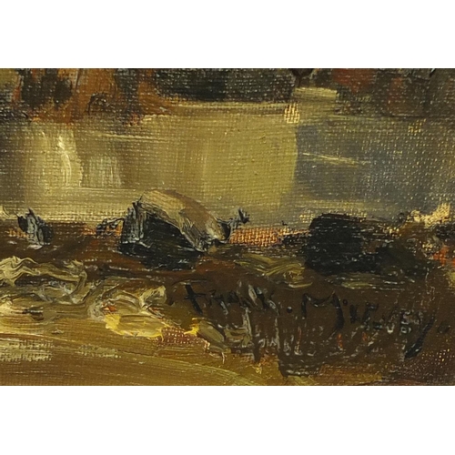 2116 - Irish school oil onto board, landscape, bearing a signature Frank Mickey, mounted and framed, 47cm x... 