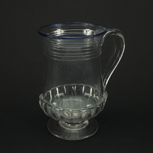 701 - Antique glass tankard, the stem concealed with a George III 1787 silver shilling, the tankard with t... 