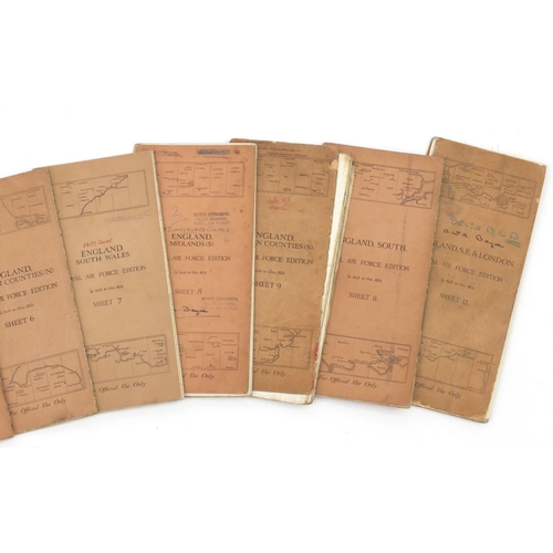 315 - Eleven British Military World War II Royal Air Force addition pilots maps, for official use only, po... 