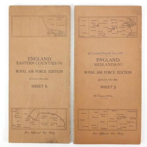 315 - Eleven British Military World War II Royal Air Force addition pilots maps, for official use only, po... 