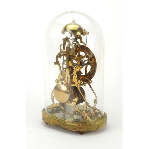 2161 - Brass skeleton clock by Charles Frodsham, under a glass dome, 31cm high