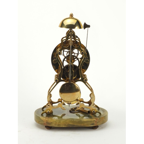 2161 - Brass skeleton clock by Charles Frodsham, under a glass dome, 31cm high