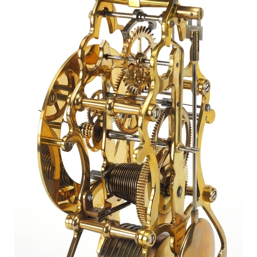 2161 - Brass skeleton clock by Charles Frodsham, under a glass dome, 31cm high