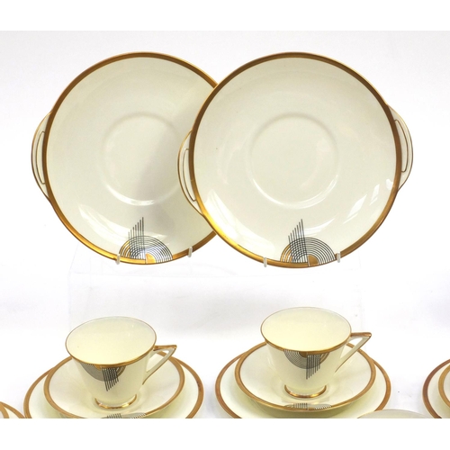 2191 - Royal Doulton tango pattern tea ware comprising trios', sandwich plates, milk jug and sugar bowl, ea... 