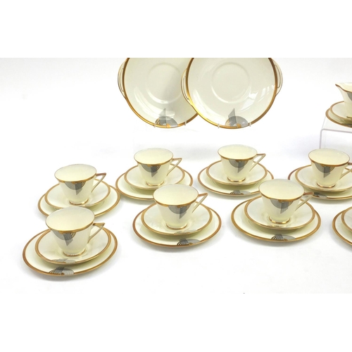 2191 - Royal Doulton tango pattern tea ware comprising trios', sandwich plates, milk jug and sugar bowl, ea... 