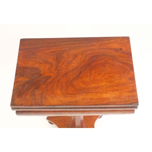 2017 - Victorian mahogany folding games table with hexagonal column, 77cm high x 48cm wide x 32cm deep when... 
