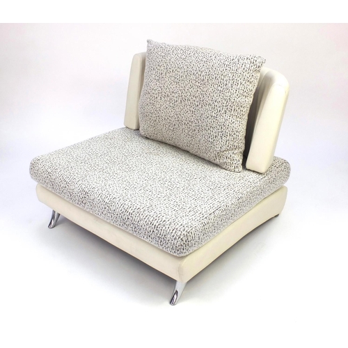 2036 - Vintage lounger with cream flecked upholstery, 75cm high x 95cm wide x 95cm deep