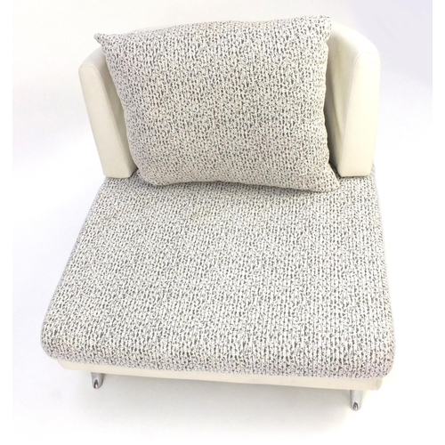 2036 - Vintage lounger with cream flecked upholstery, 75cm high x 95cm wide x 95cm deep