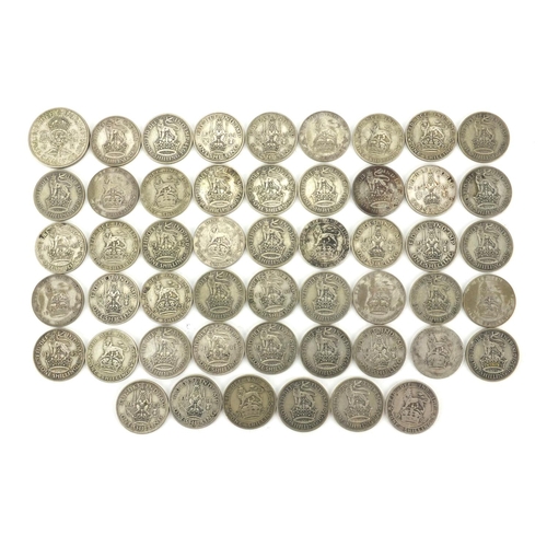 2569 - British pre decimal pre 1947 coins predominantly shillings, approximate weight 286.0g