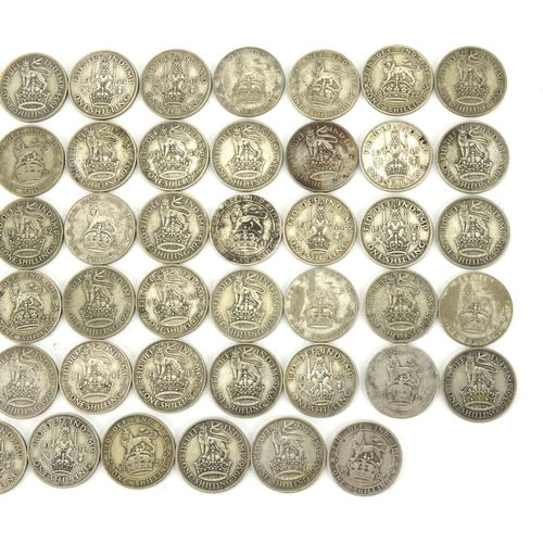 2569 - British pre decimal pre 1947 coins predominantly shillings, approximate weight 286.0g