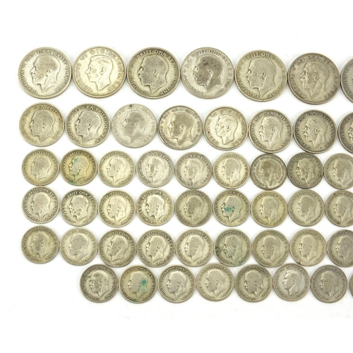 2582 - British pre decimal pre 1947 coins including florins, six pence's and shillings, approximate weight ... 