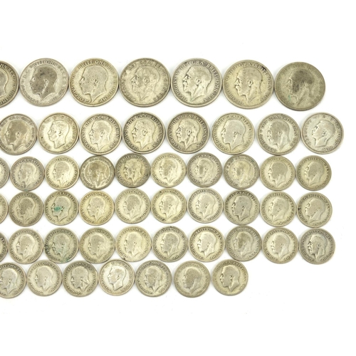 2582 - British pre decimal pre 1947 coins including florins, six pence's and shillings, approximate weight ... 