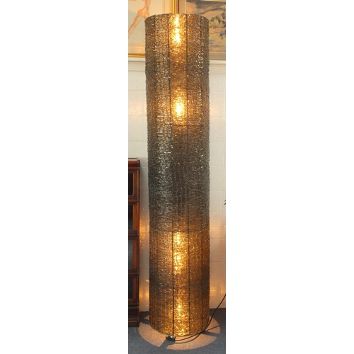 2096 - Large designer cylindrical floor standing lamp, made from individual pieces of glass, 250cm high (Re... 