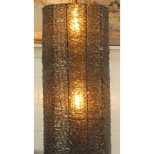 2096 - Large designer cylindrical floor standing lamp, made from individual pieces of glass, 250cm high (Re... 