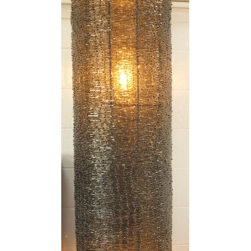 2096 - Large designer cylindrical floor standing lamp, made from individual pieces of glass, 250cm high (Re... 