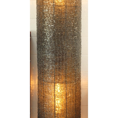 2096 - Large designer cylindrical floor standing lamp, made from individual pieces of glass, 250cm high (Re... 