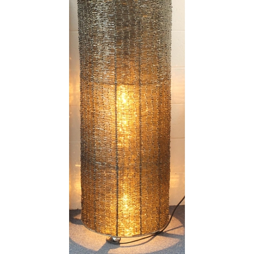 2096 - Large designer cylindrical floor standing lamp, made from individual pieces of glass, 250cm high (Re... 