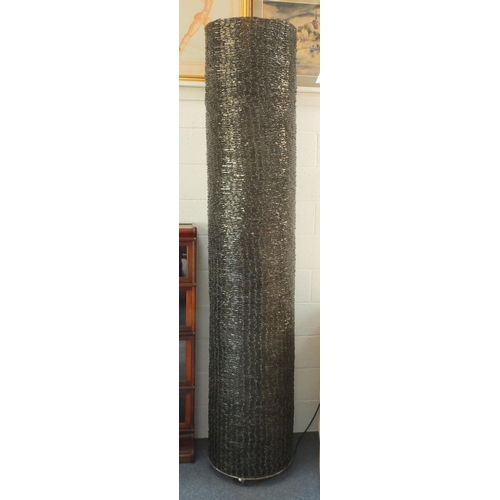 2096 - Large designer cylindrical floor standing lamp, made from individual pieces of glass, 250cm high (Re... 