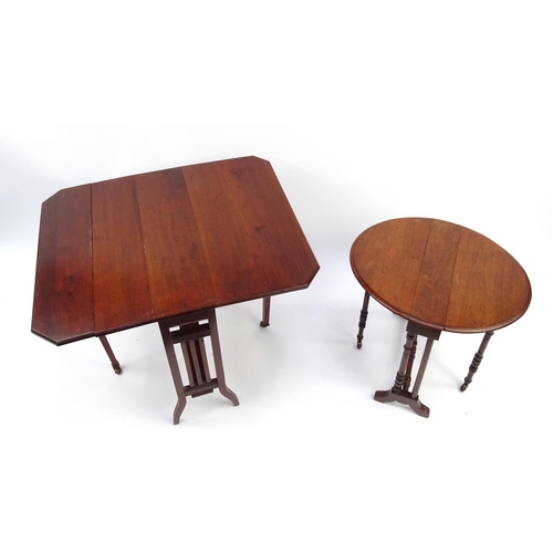 10 - Edwardian mahogany Sutherland table and a walnut Sutherland table, the largest 27cm high