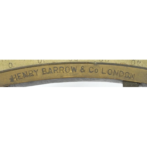 105 - Henry Barrow & Co of London brass sextant, 21cm in length