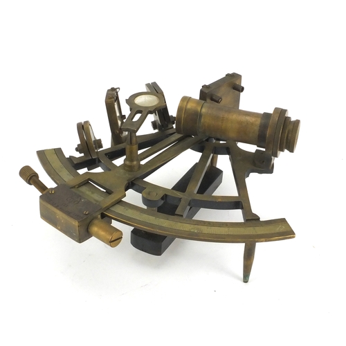 105 - Henry Barrow & Co of London brass sextant, 21cm in length