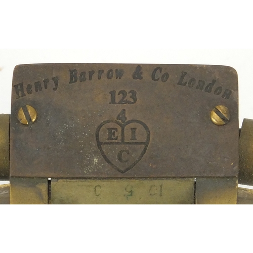 105 - Henry Barrow & Co of London brass sextant, 21cm in length