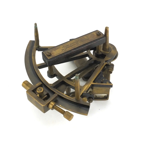 105 - Henry Barrow & Co of London brass sextant, 21cm in length