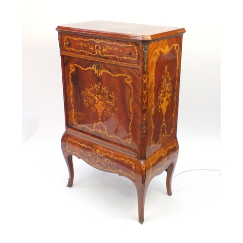2029a - Inlaid Sorrento Cocktail Cabinet fitted with a draw above a fall, 126cm high x 76cm wide x 46cm deep