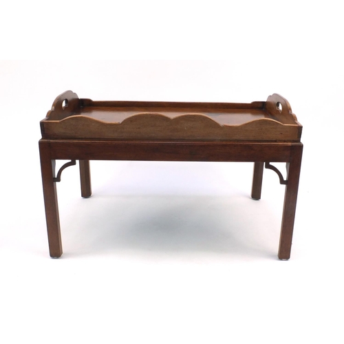 31 - Mahogany butlers tray table, 48cm high x 75cm wide x 50cm deep