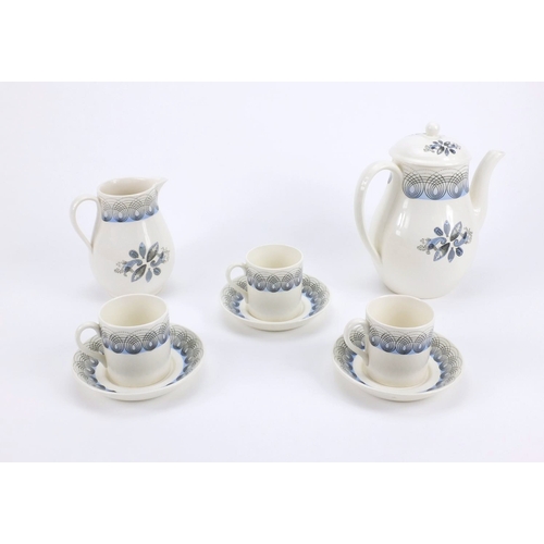 741 - Wedgwood Persephone pattern part coffee service, designed by Eric Ravilious, comprising coffeepot, m... 