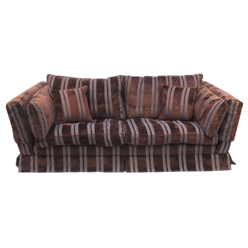 2015A - Duresta hand made four seater settee, with stripped upholstered lift off cushions,76cm high x 235 wi... 