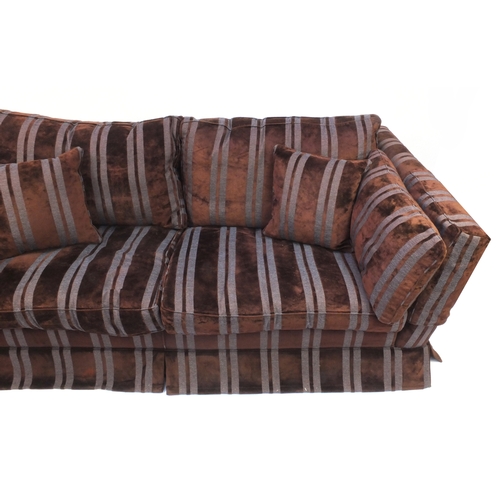 2015A - Duresta hand made four seater settee, with stripped upholstered lift off cushions,76cm high x 235 wi... 