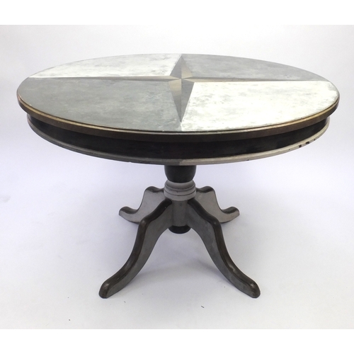 2048A - Contemporary painted circular dining table with star motif, 76cm high x 111cm diameter