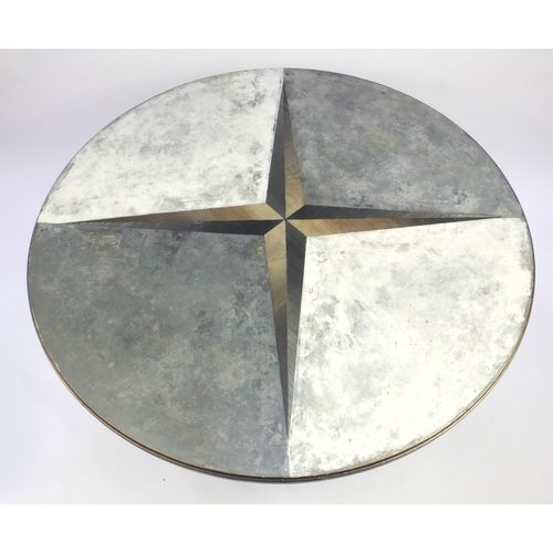 2048A - Contemporary painted circular dining table with star motif, 76cm high x 111cm diameter