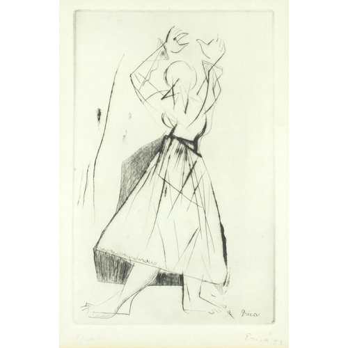 1273 - Zlatko Prica - Pencil signed limited edition etching, abstract figure, numbered 7/20, Umjetnicka Gal... 