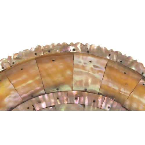 626 - Indian Goan Mother of Pearl bowl, formed of pinned sections, 20.5cm in diameter