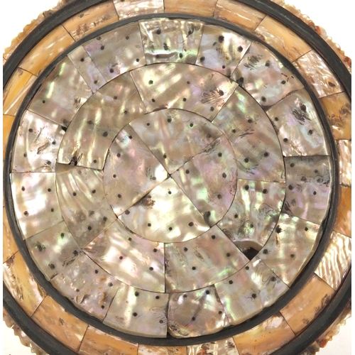 626 - Indian Goan Mother of Pearl bowl, formed of pinned sections, 20.5cm in diameter