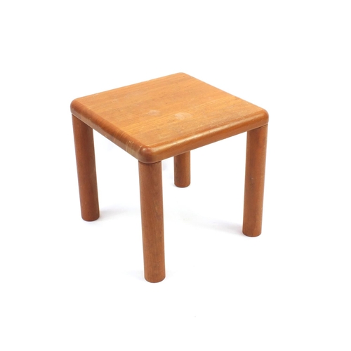 40 - Danish Haslev teak occasional table, with plaque to the underside, 42cm high x 42cm square
