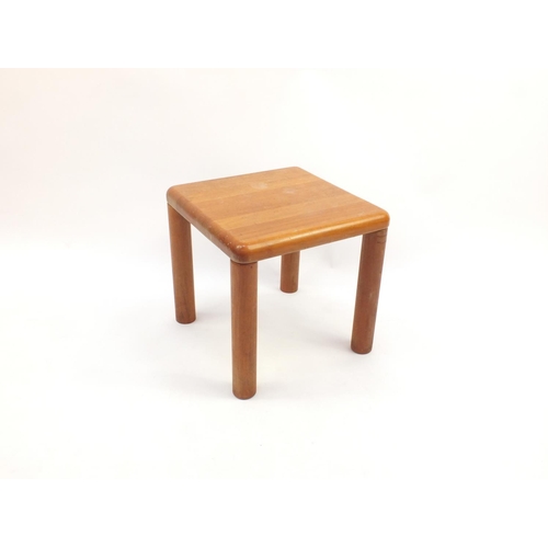 40 - Danish Haslev teak occasional table, with plaque to the underside, 42cm high x 42cm square