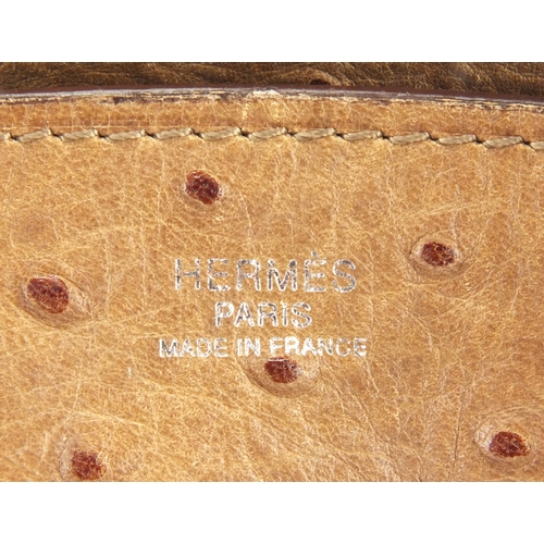 19 - Hermes of Pairs, France Ostrich leather Birkin, 25cm high x 38cm wide excluding the handles.

We hav... 