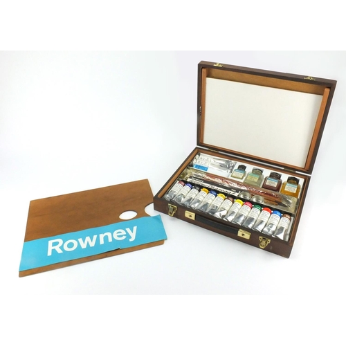 467 - Rowney mahogany case of artists paint etc